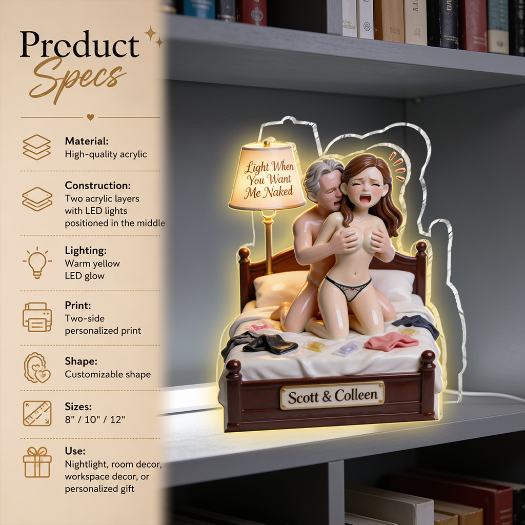 Personalized Black Couple Funny Acrylic LED Night Light Romantic Couple Bedroom Gift