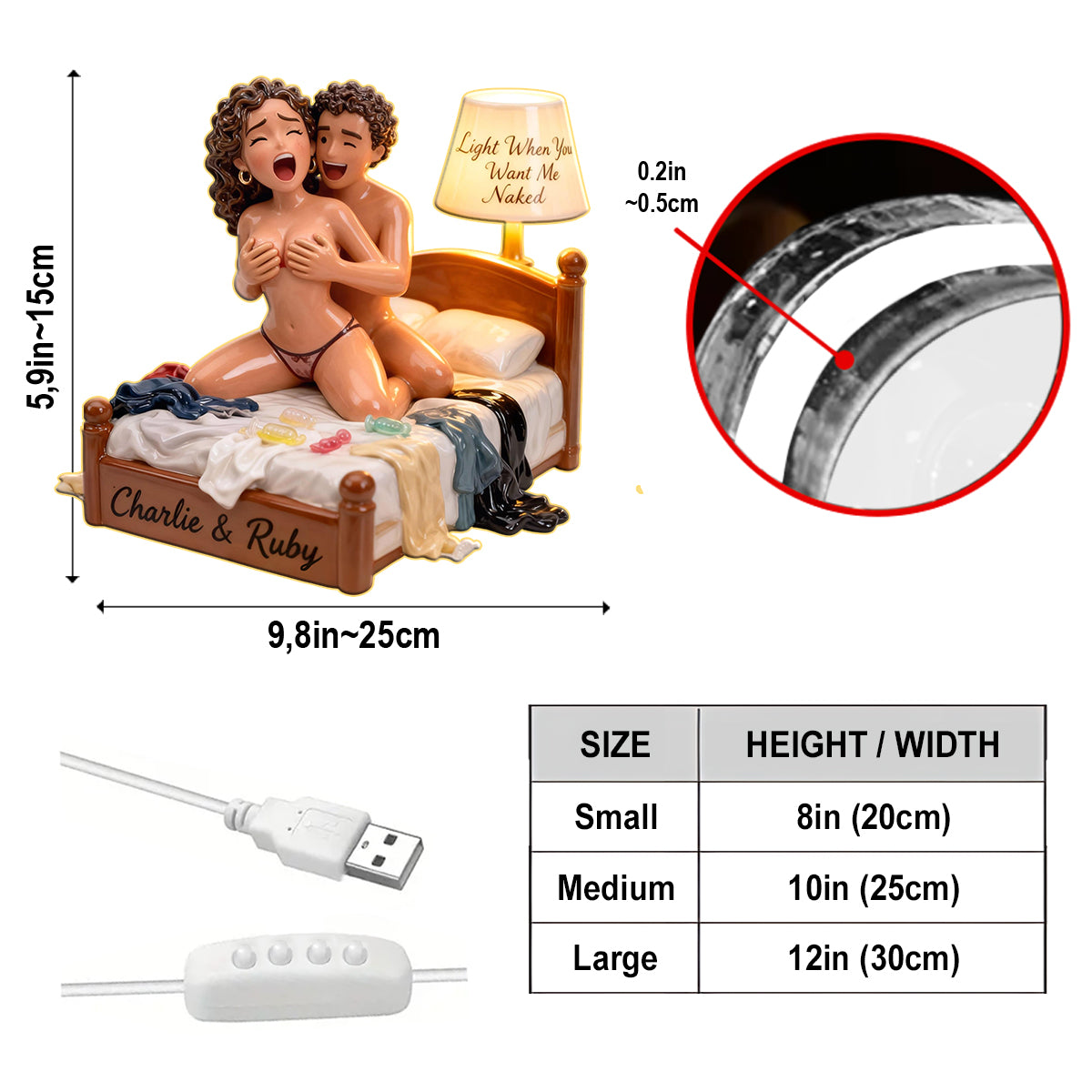 Personalized Funny Couple Husband Wife Acrylic LED Night Light Bedroom Gift