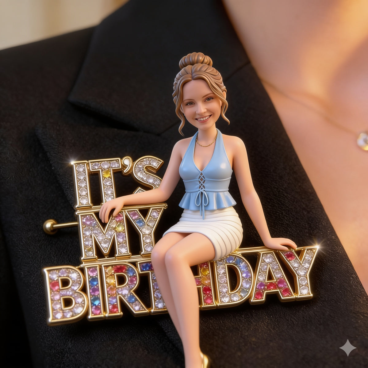 Custom Photo 21st Birthday Woman Pin Gift for Wife Girlfriend Daughter