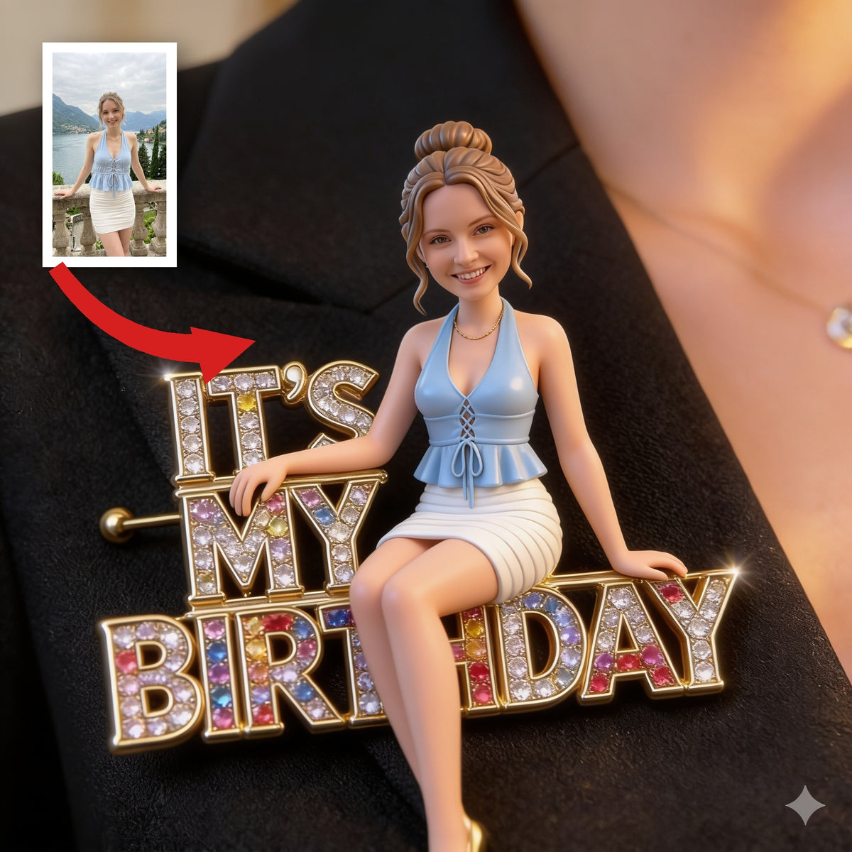 Custom Photo 21st Birthday Woman Pin Gift for Wife Girlfriend Daughter