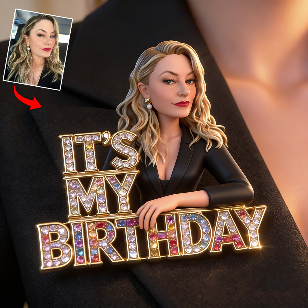 Custom Photo 50th Birthday Middle-Aged Woman Pin, Gift for Mom Grandma Wife