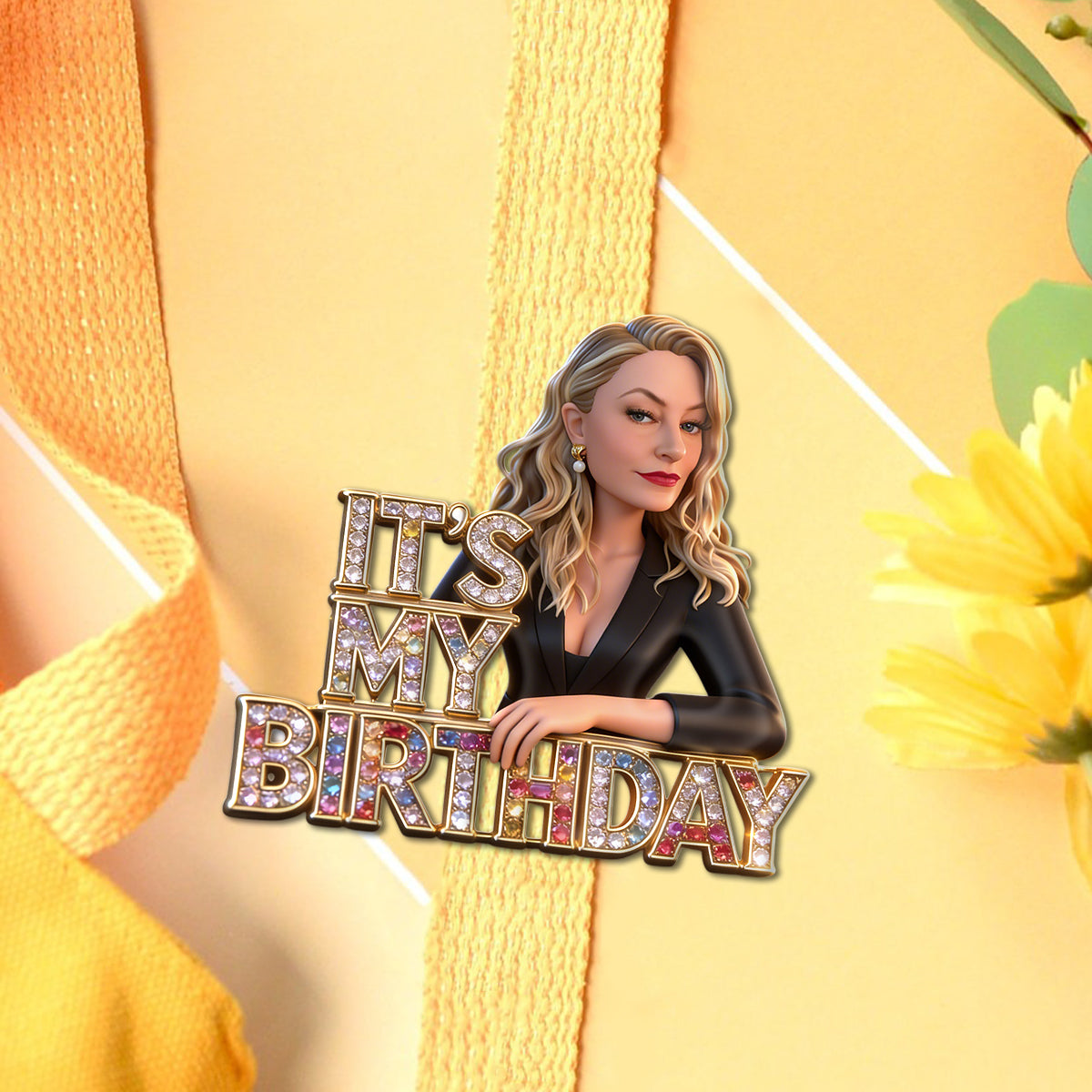 Custom Photo 70th Birthday Older Latina Woman Acrylic Enamel Pin Grandma Gift