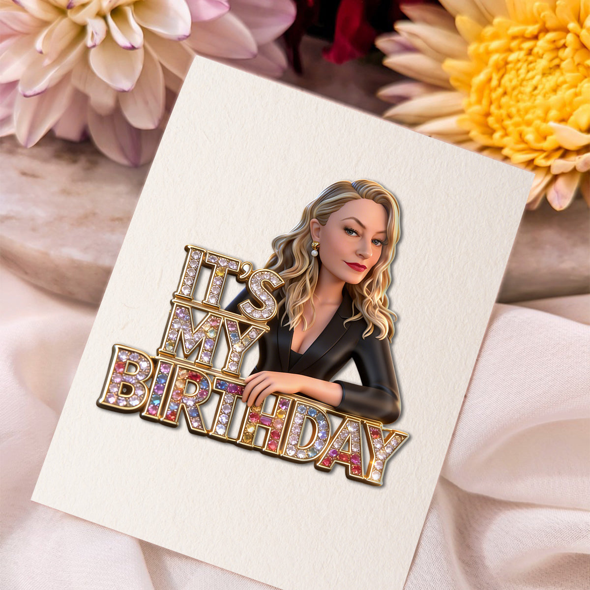 Custom Photo 70th Birthday Older Latina Woman Acrylic Enamel Pin Grandma Gift