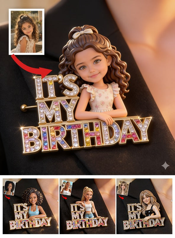 Custom Photo Birthday Latina Little Girl Pin Gift for Daughter Granddaughter Niece