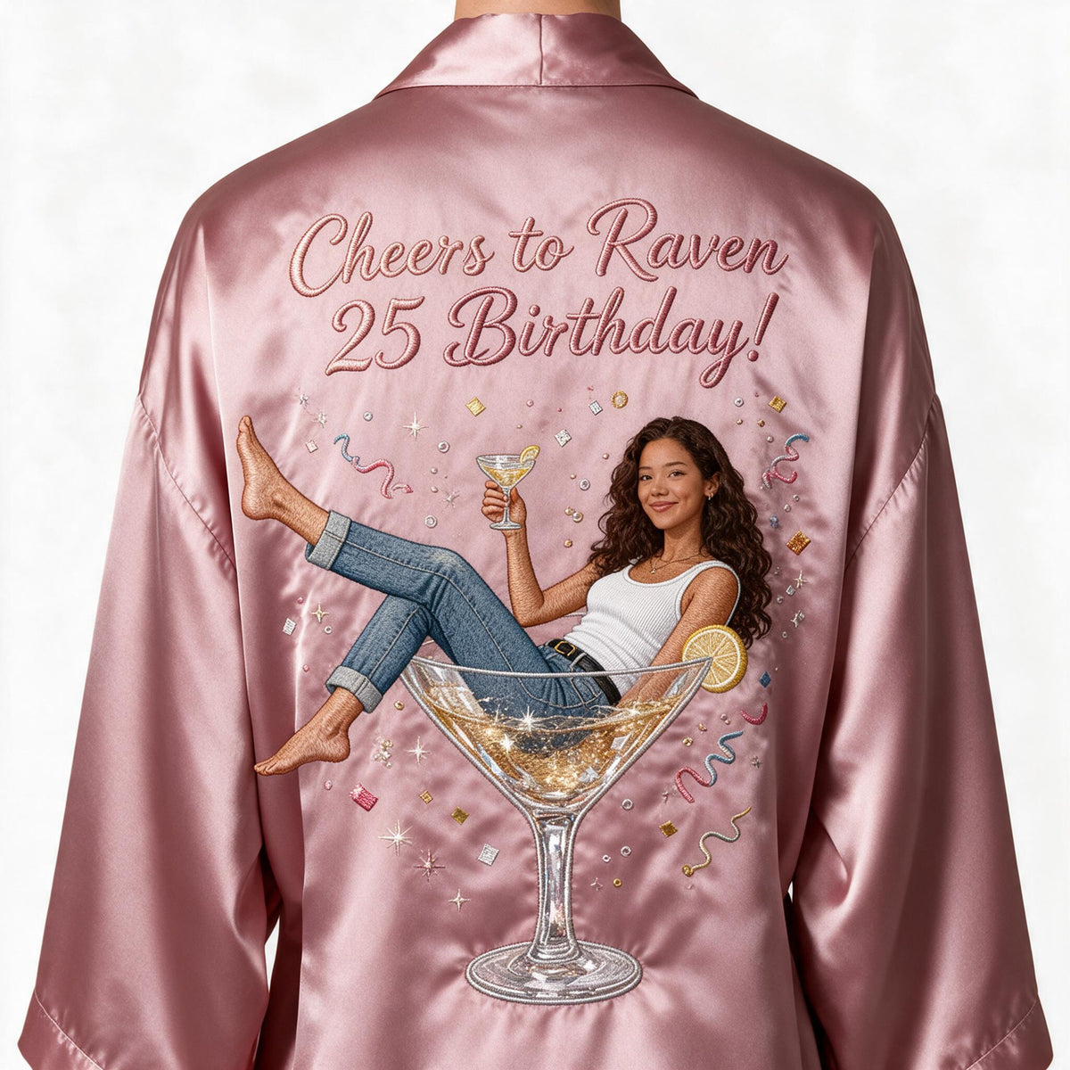Personalized 25th Birthday Latina Woman Satin Robe Birthday Gift for Her