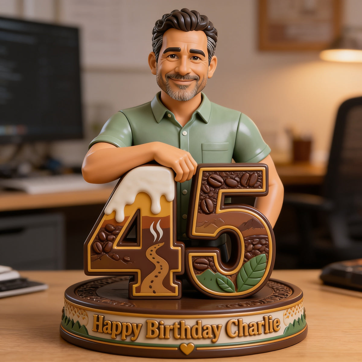 Personalized 45th Birthday Middle-Aged Latino Man 3D Figurine Gift for Dad Husband Grandpa