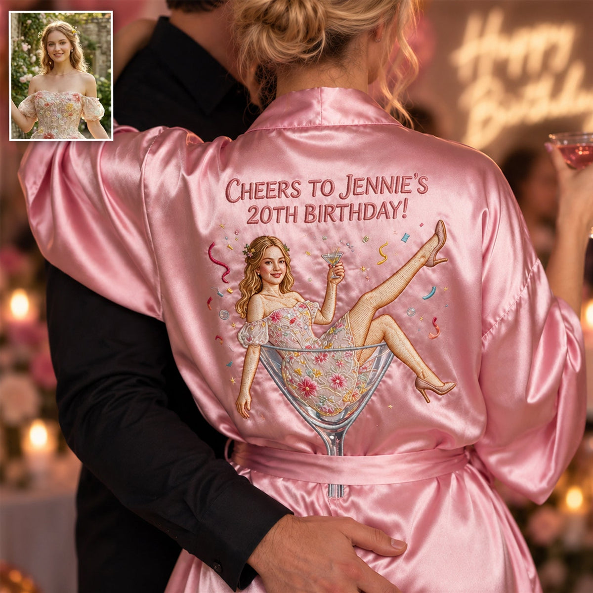 Personalized 25th Birthday Black Woman Satin Robe Birthday Gift