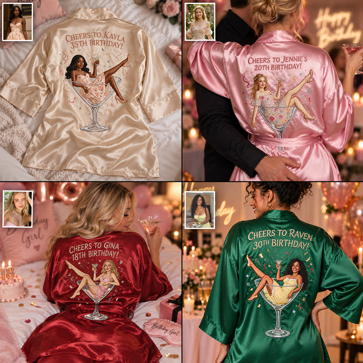 Personalized 25th Birthday Latina Woman Satin Robe Birthday Gift for Her