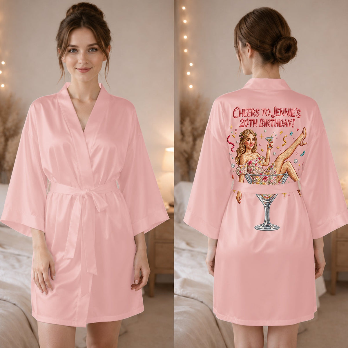 Personalized 25th Birthday Woman Satin Robe Fun Birthday Gift For Her
