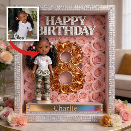 Personalized Birthday Black Little Girl Custom Shaped Acrylic Plaque, Daughter Granddaughter Niece Gift