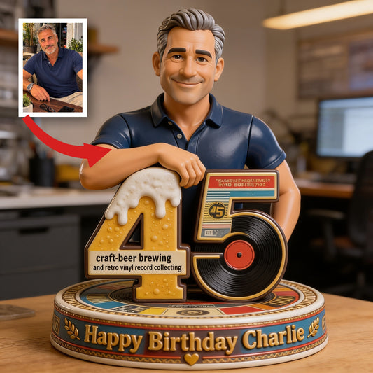 Personalized 45th Birthday Middle-Aged Man 3D Figurine Gift for Dad Grandpa