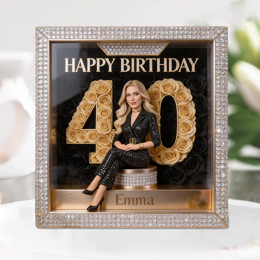Personalized 45th Birthday Middle-Aged Black Woman Custom Shaped Acrylic Plaque