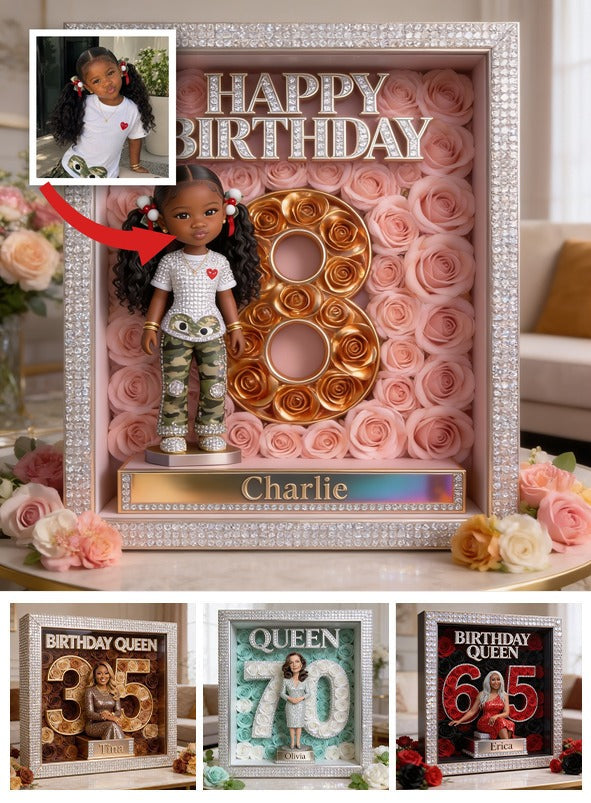 Personalized Birthday Black Little Girl Custom Shaped Acrylic Plaque, Daughter Granddaughter Niece Gift