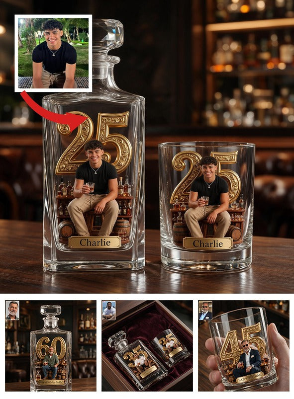 Personalized 21st Birthday Latino Man Whiskey Decanter Set Gift For Him