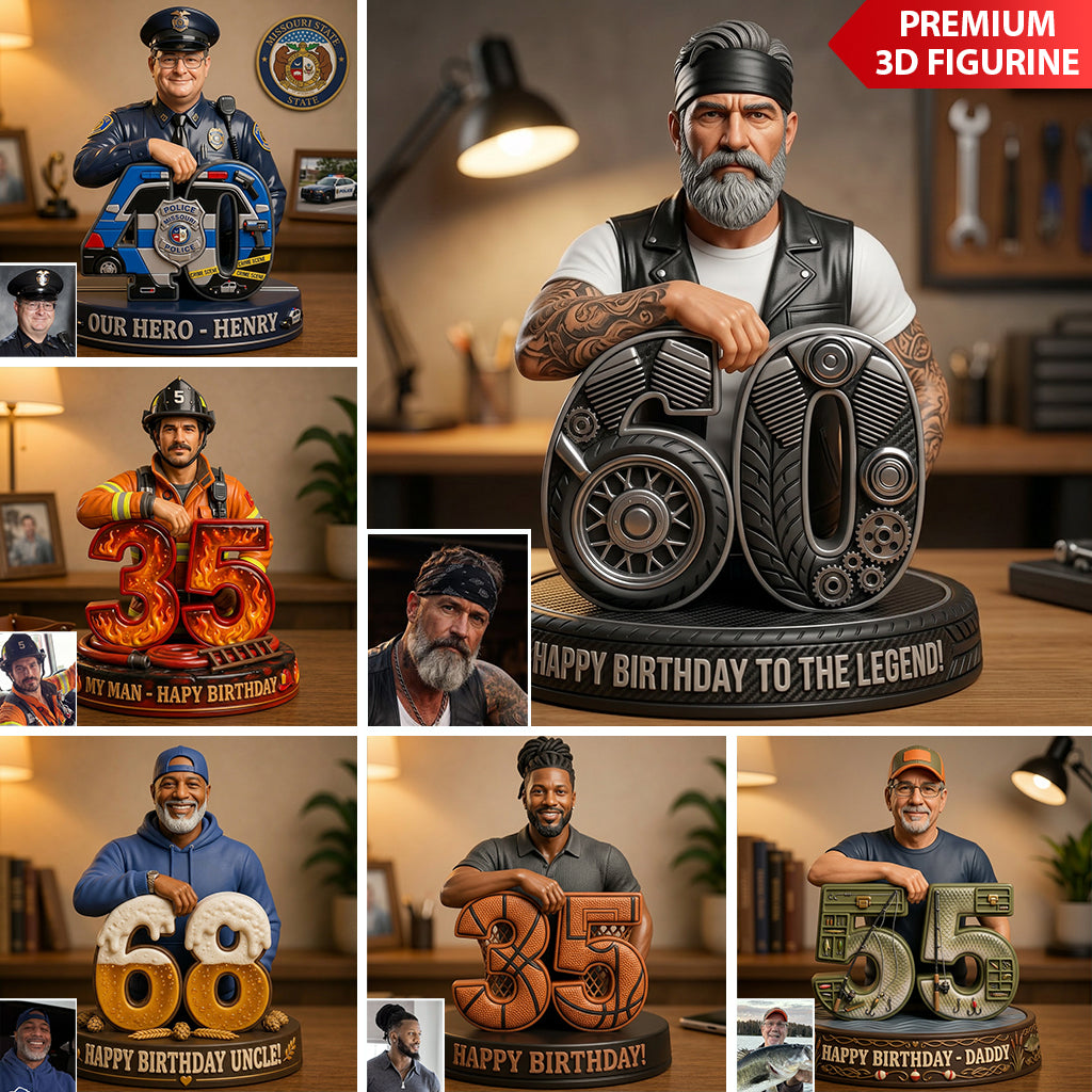Personalized 21th Birthday Black Man 3D Figurine Gift for Husband Boyfriend Son