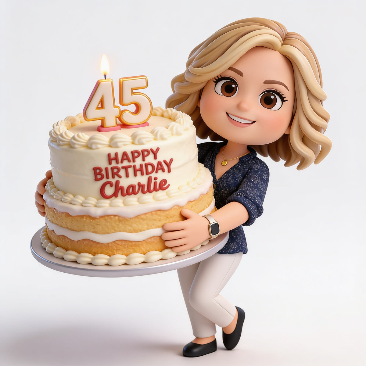 Personalized 45th Birthday Middle-Aged Woman 3D Figurine Keepsake Gift