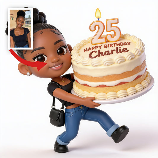 Personalized 25th Birthday Black Woman 3D Figurine Keepsake Gift