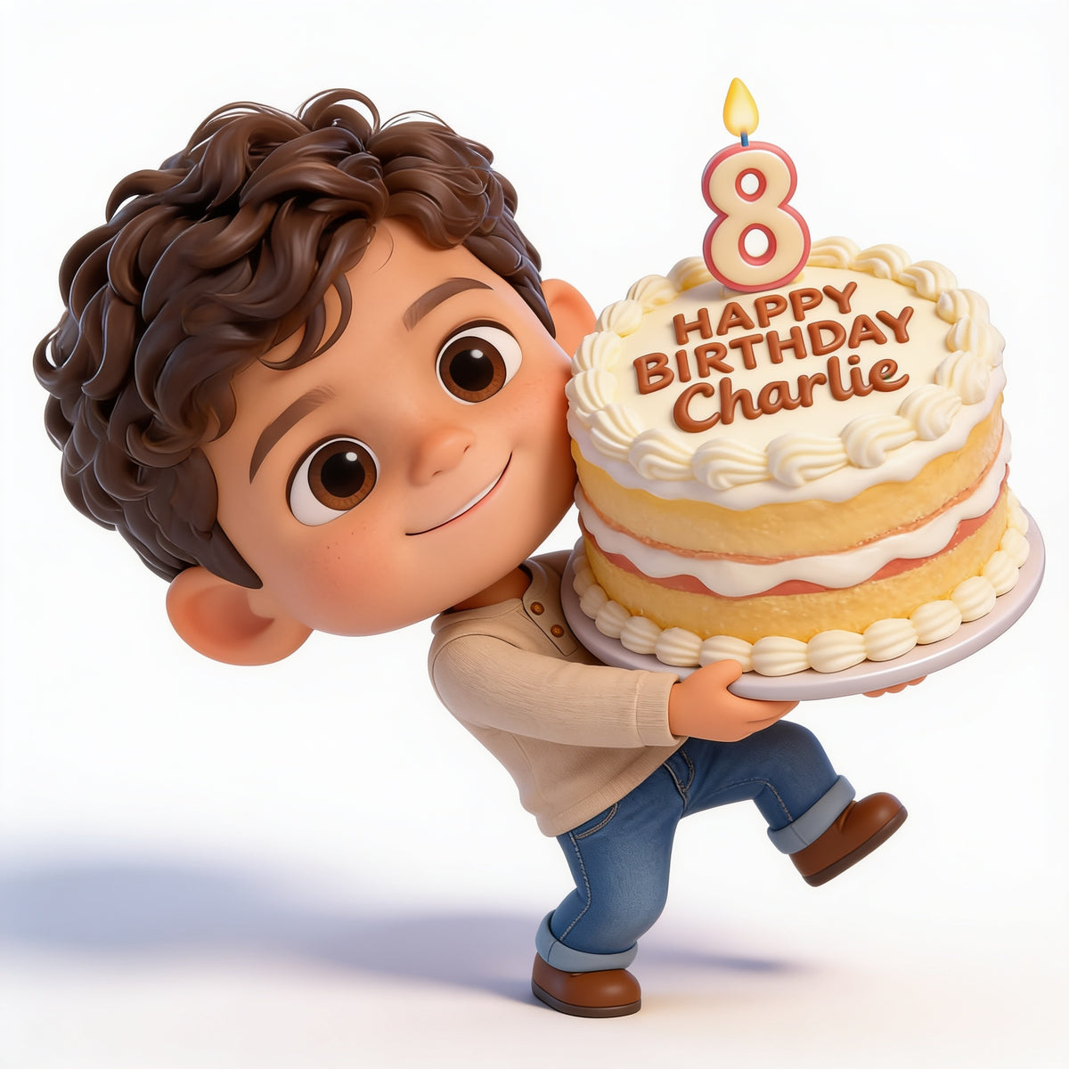 Personalized 8th Birthday Latino Little Boy 3D Figurine Gift for Son Grandson