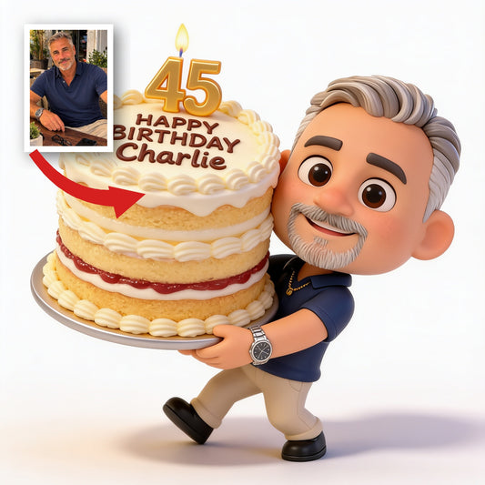 Personalized 45th Birthday Middle-Aged Man 3D Figurine Gift for Dad Husband