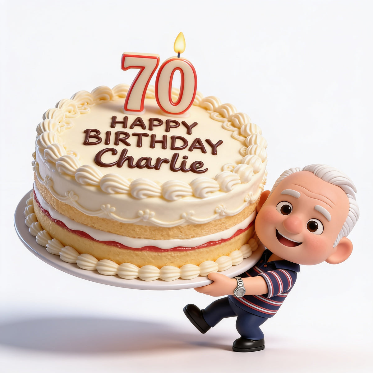 Personalized 70th Birthday Older Man 3D Figurine Gift for Grandpa Dad