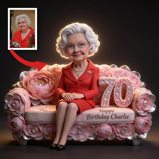 Personalized 70th Birthday Older Woman Custom Shaped Acrylic Plaque Gift for Mom Grandma Wife