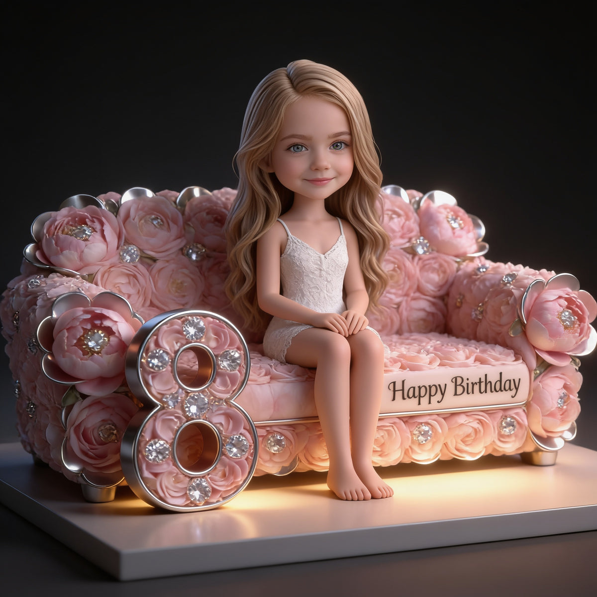 Personalized 8th Birthday Little Girl Custom Shaped Acrylic Plaque Gift for Daughter Granddaughter Niece
