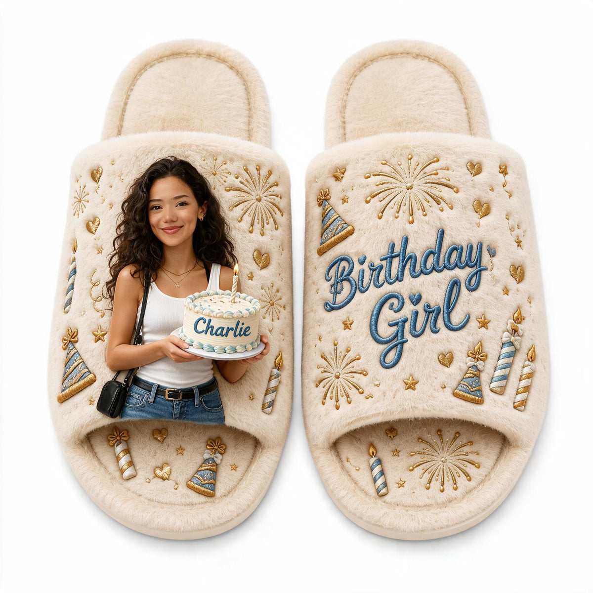 Personalized 21st Birthday Latina Woman Open-Toe Slippers Gift for Her