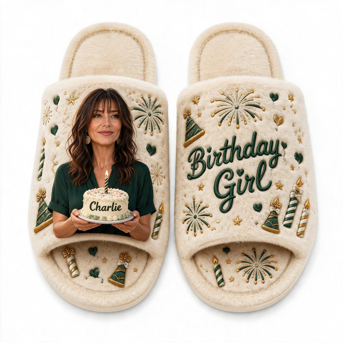 Personalized 50th Birthday Middle-Aged Latina Woman Open-Toe Slippers, Birthday Gift for Mom Grandma
