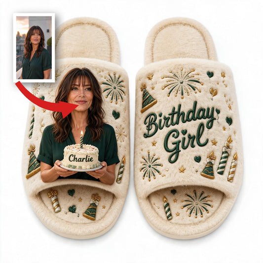 Personalized 50th Birthday Middle-Aged Latina Woman Open-Toe Slippers, Birthday Gift for Mom Grandma