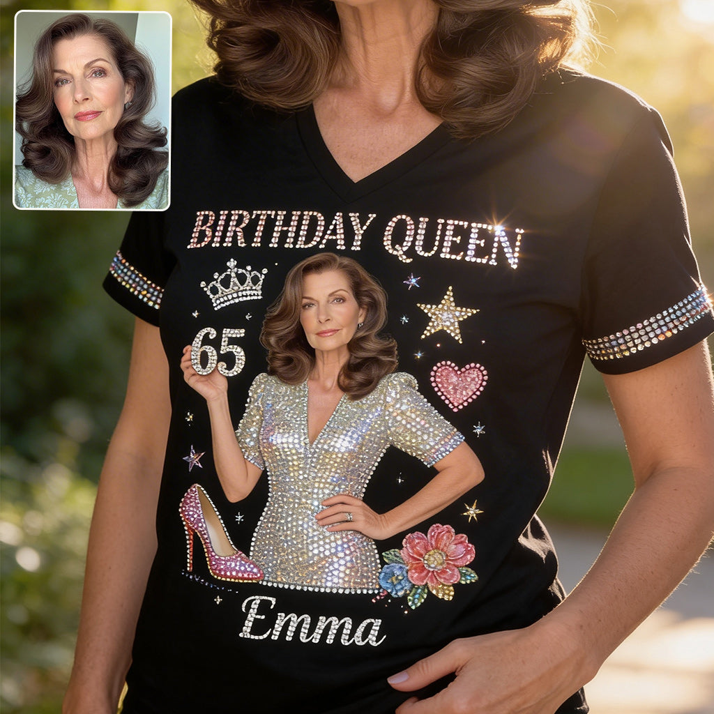 Personalized 45th Birthday Middle-Aged Latina Woman V-Neck T-Shirt