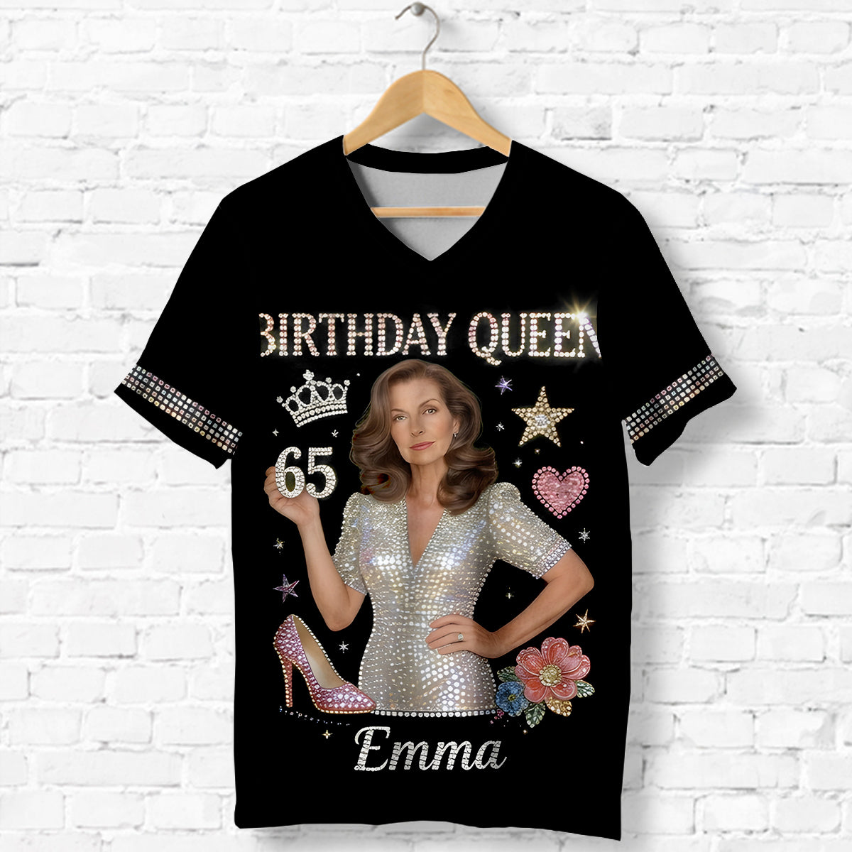 Personalized 45th Birthday Middle-Aged Latina Woman V-Neck T-Shirt