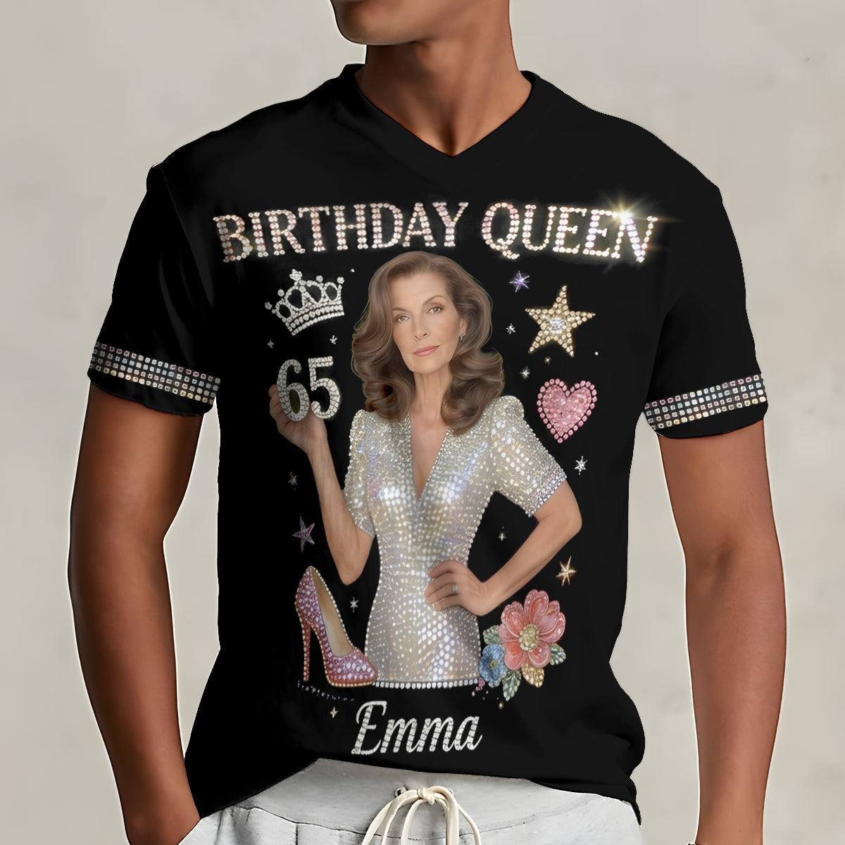 Personalized 25th Birthday Woman V-Neck T-Shirt, Birthday Gift for Her