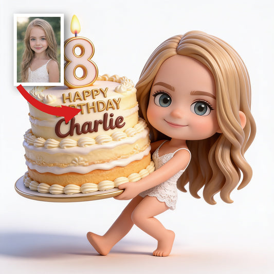 Personalized 8th Birthday Little Girl 3D Figurine Birthday Keepsake Gift