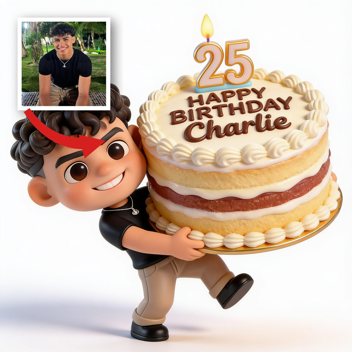 Personalized 25th Birthday Latino Man 3D Figurine Keepsake Gift