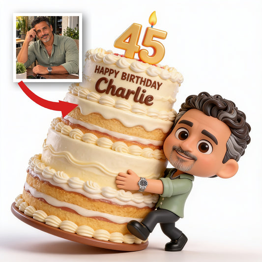 Personalized 45th Birthday Middle-Aged Latino Man 3D Figurine Keepsake