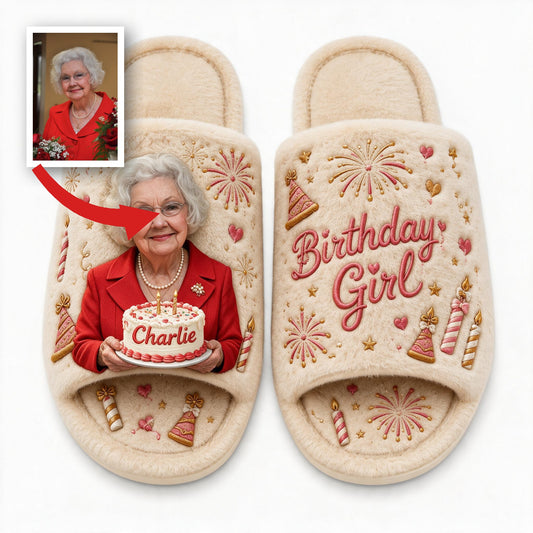 Personalized 70th Birthday Older Woman Open-Toe Slippers Grandma Gift