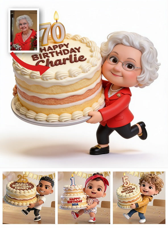 Personalized 70th Birthday Older Woman Premium 3D Figurine - Gift for Grandma Mom