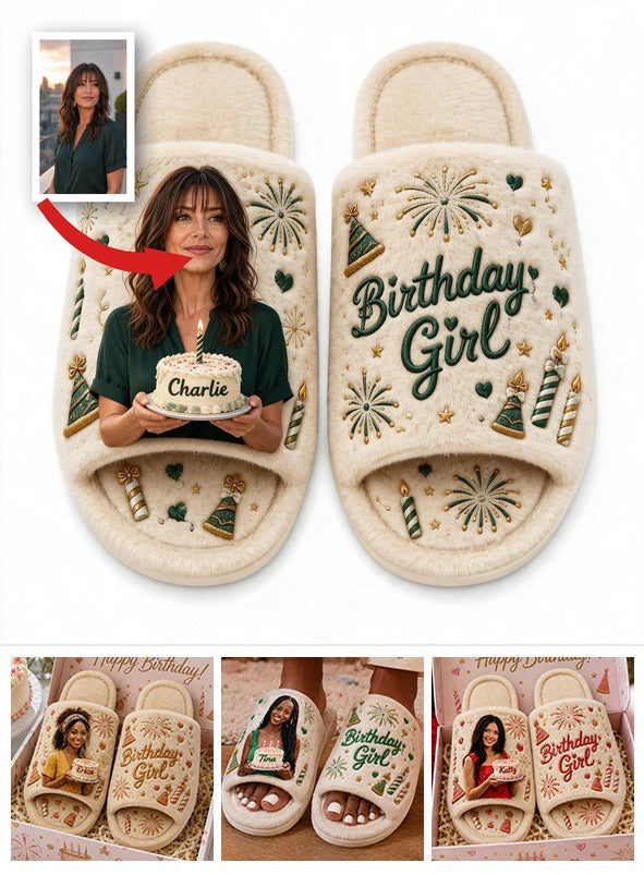 Personalized 50th Birthday Middle-Aged Latina Woman Open-Toe Slippers, Birthday Gift for Mom Grandma