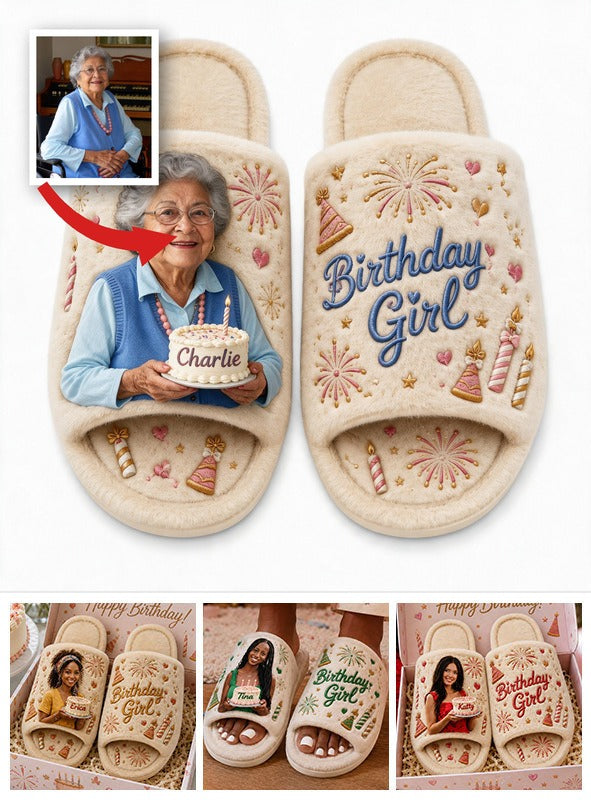 Personalized 70th Birthday Older Latina Woman Open-Toe Slippers Grandma Gift