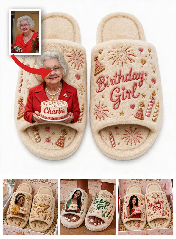 Personalized 70th Birthday Older Woman Open-Toe Slippers Grandma Gift