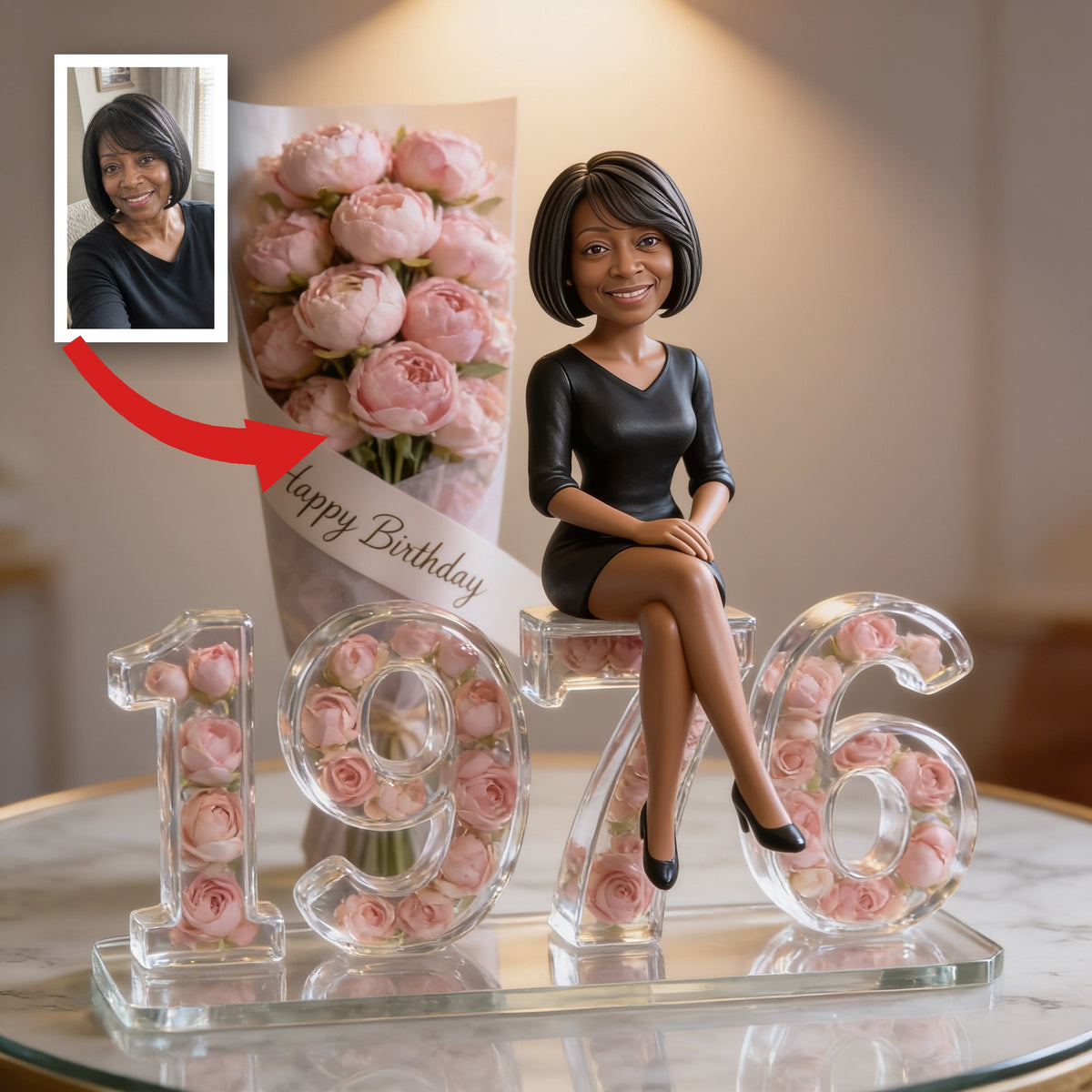 Personalized 50th Birthday Middle-Aged Black Woman Custom Shaped Acrylic Plaque Gift For Her