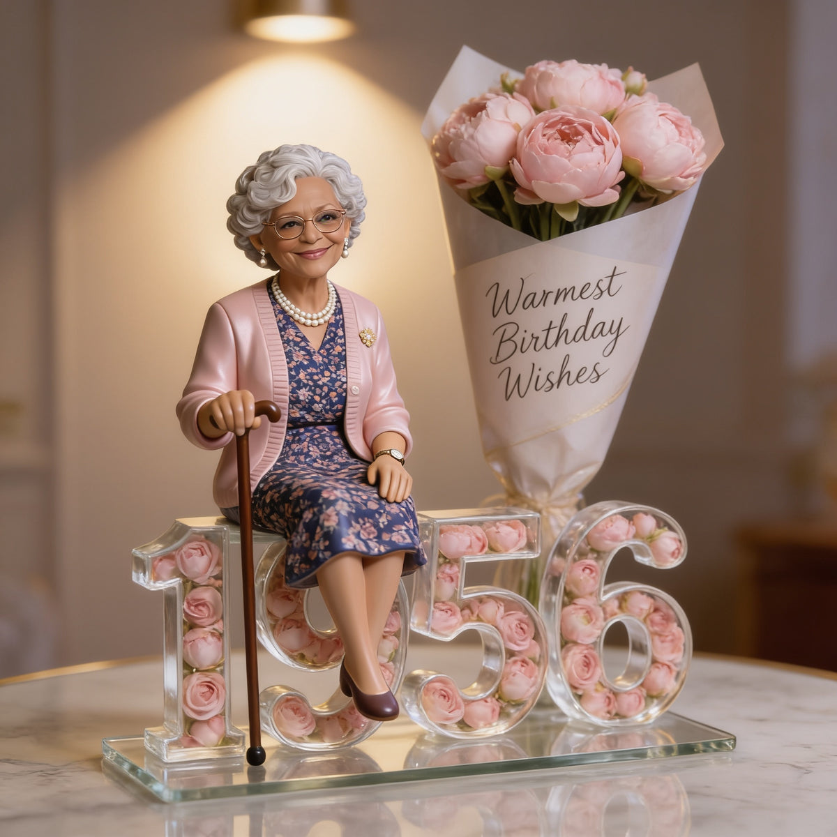Personalized 70th Birthday Older Black Woman Custom Shaped Acrylic Plaque Gift