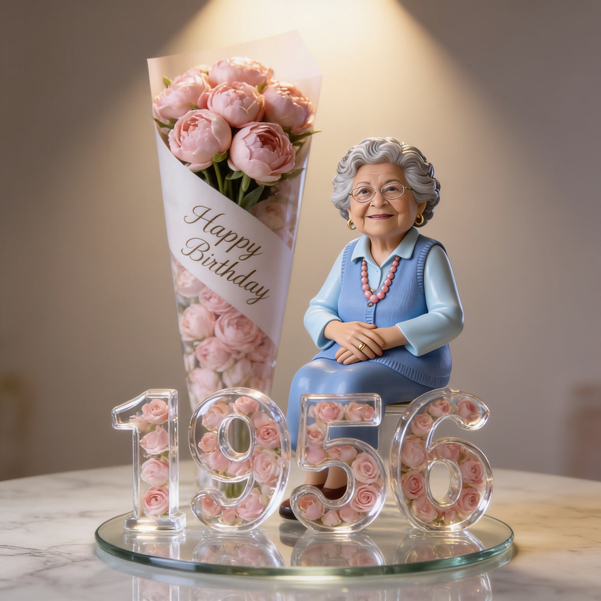 Personalized 70th Birthday Older Latina Woman Custom Shaped Acrylic Plaque Gift For Her