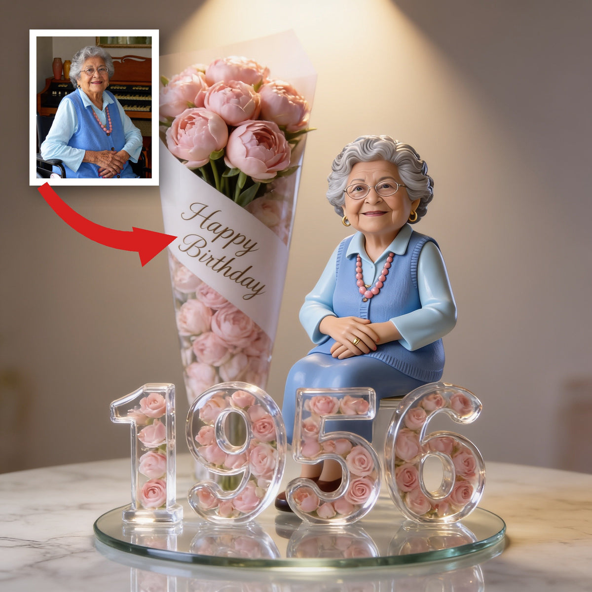 Personalized 70th Birthday Older Latina Woman Custom Shaped Acrylic Plaque Gift For Her