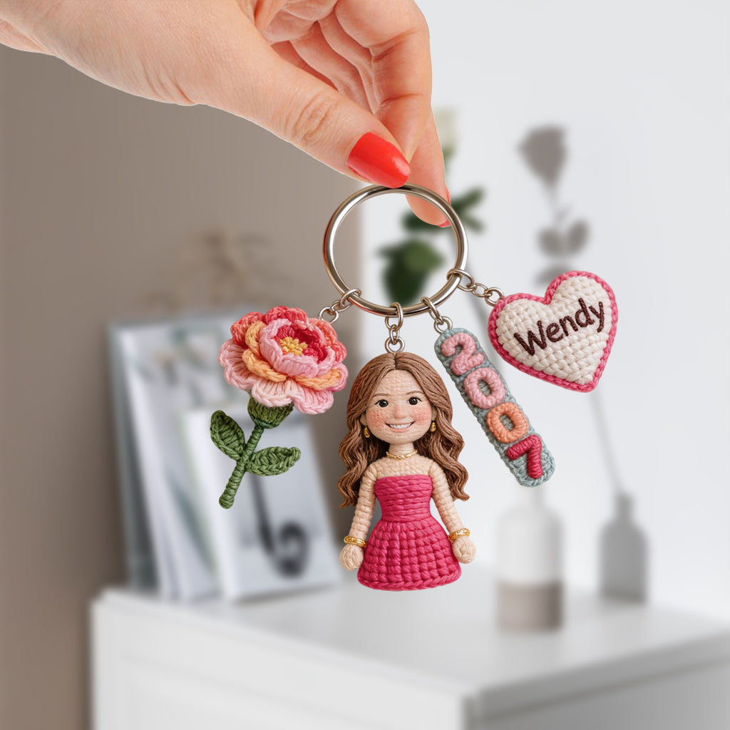Personalized 50th Birthday Middle-Aged Latina Woman Charm Keychain Gift