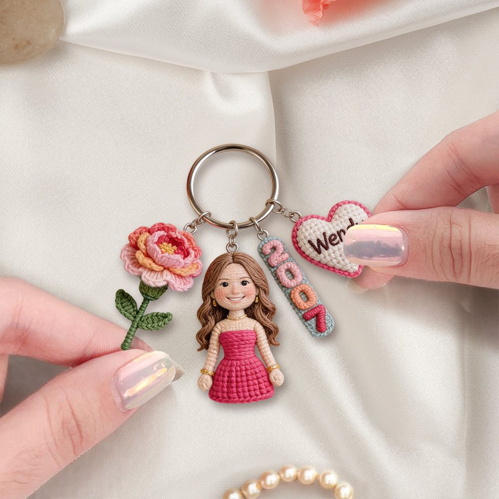 Personalized Birthday Little Girl Keychain, Custom Gift for Daughter Granddaughter Niece