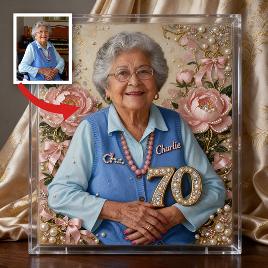 Personalized 70th Birthday Older Latina Woman Diamond Painting Ornament Kit, Grandma Gift