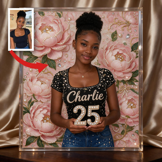 Personalized 25th Birthday Black Woman Diamond Painting Ornament Kit Gift for Her
