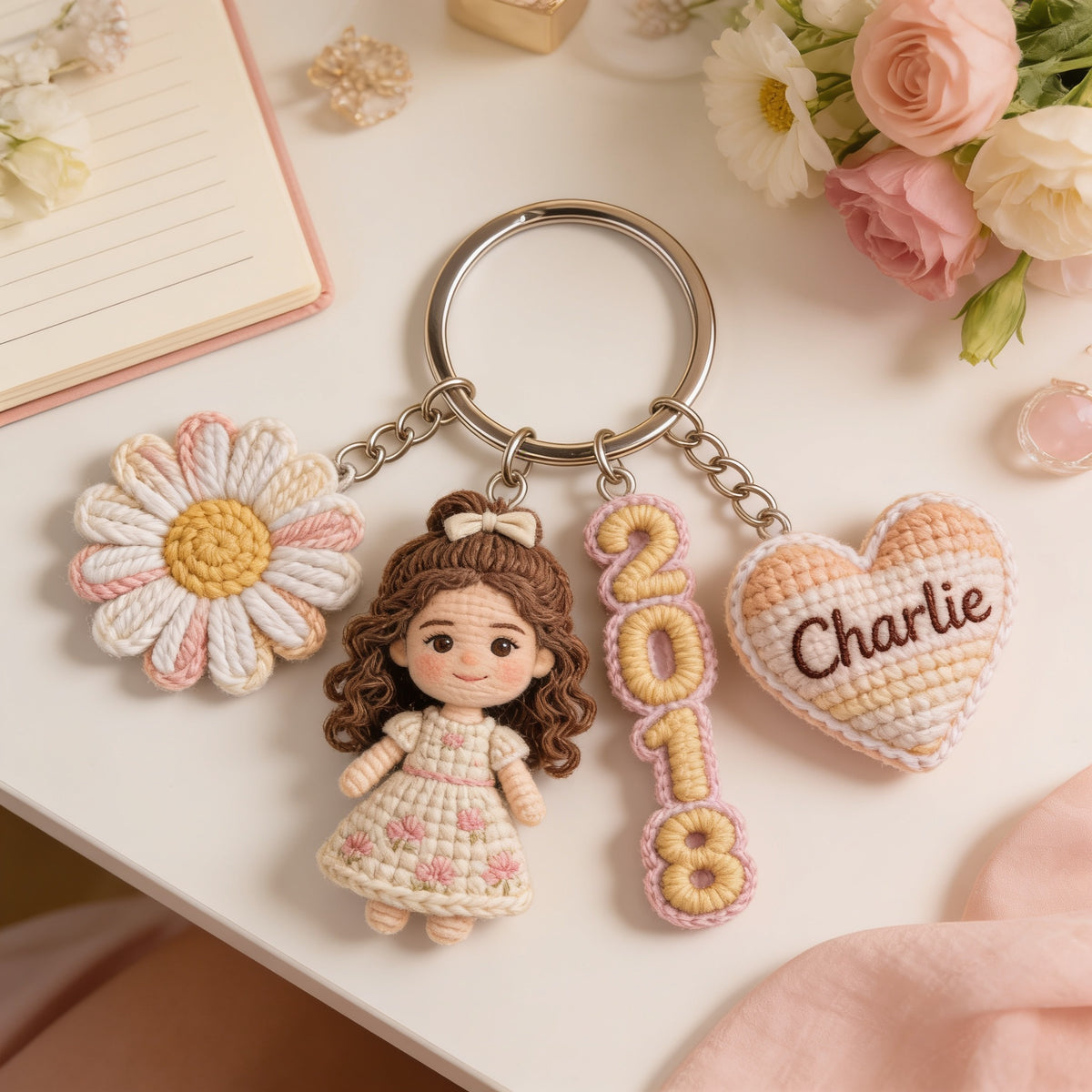 Personalized Birthday Latina Little Girl Keychain Custom Gift for Daughter Granddaughter Niece