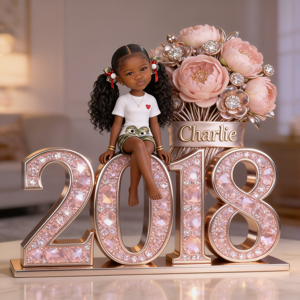 Personalized Birthday Black Little Girl Custom Shaped Acrylic Plaque Gift For Daughter Granddaughter Niece